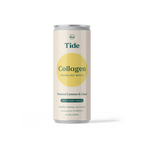 A single can of Tide Collagen Sparkling Water in Natural Lemon & Lime flavor, shown on a clean white background with a soft shadow.